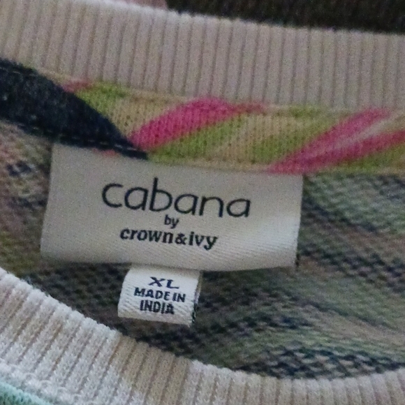 Cabana Girls Colorful Leaf Print Long Sleeve Dress. Size XL - Picture 2 of 4